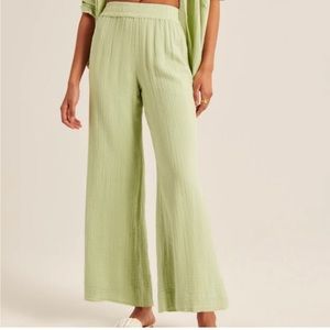 Abercrombie Crinkle Cotton Wide Leg Pants